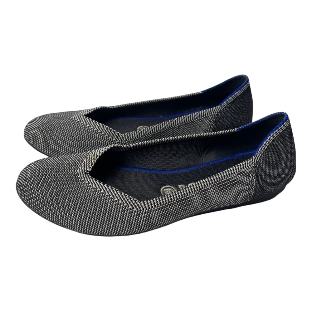 Rothys Shoes Birdseye Black White Knit Flats Round Toe Washable Women's Size 9